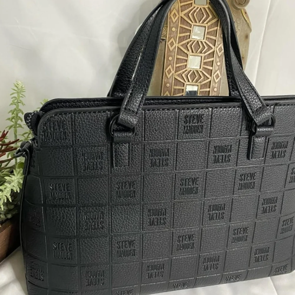 Steve Madden Textured Black Briefcase